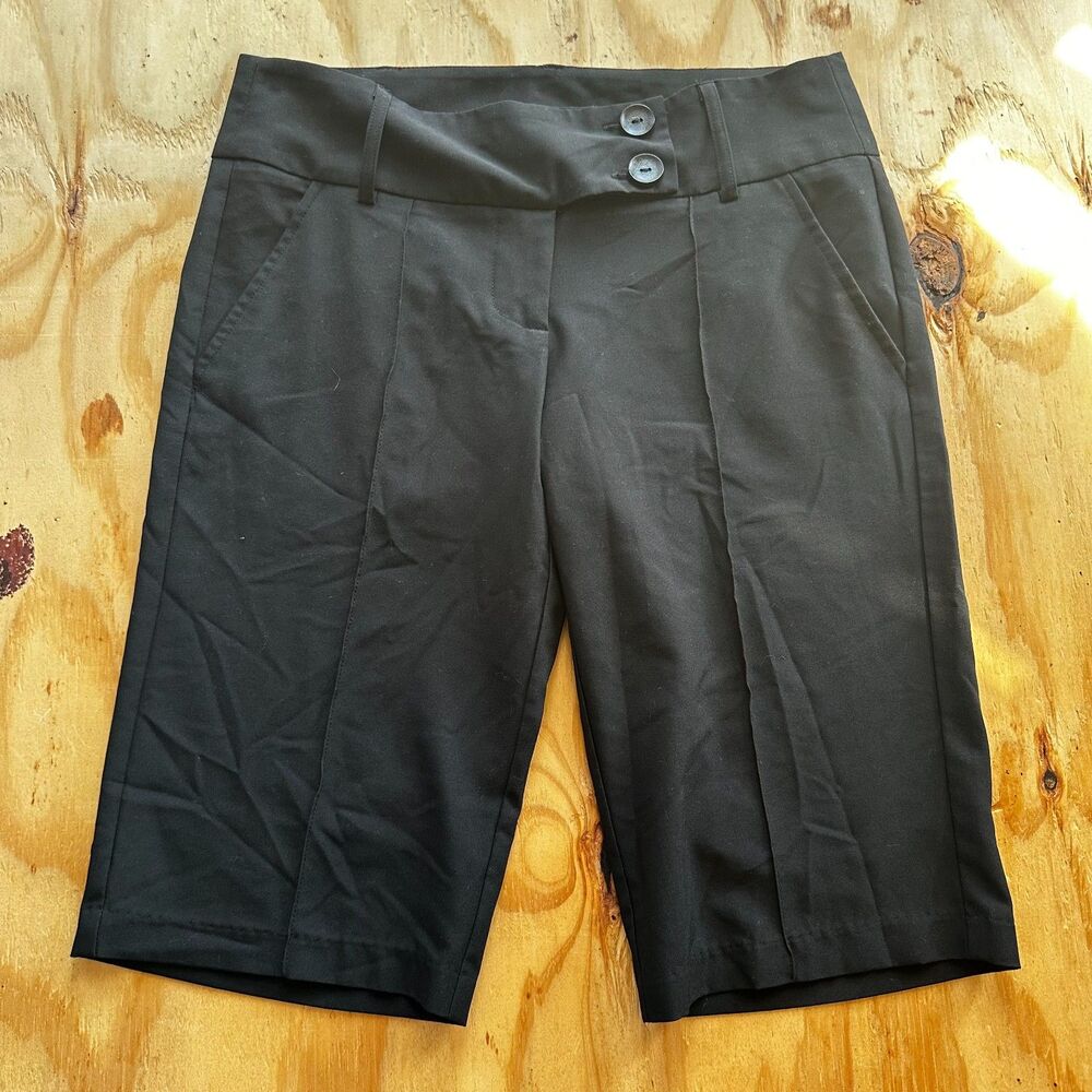 My Michelle Black Trouser Bermuda Dress Shorts - 7
